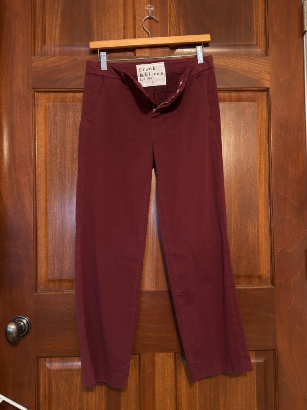 Frank & Eileen Women's Burgundy Westport Italian Wide Leg Crop 2